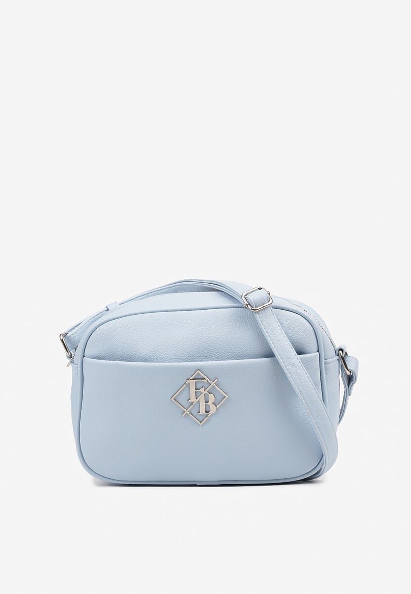 Niebieska Torebka na Ramię Ozdobiona Metaliczną Aplikacją Nanithra