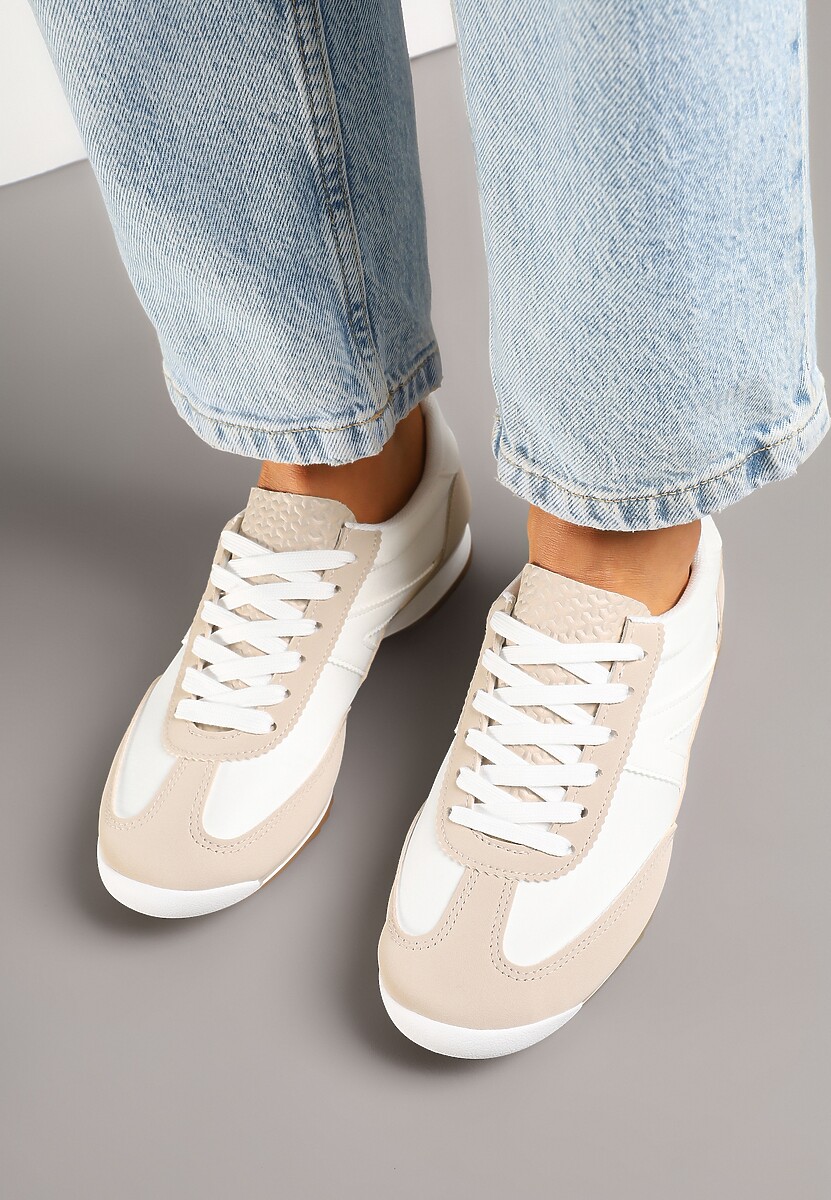 Beżowe Sneakersy z Geometrycznym Wzorem Zoloti