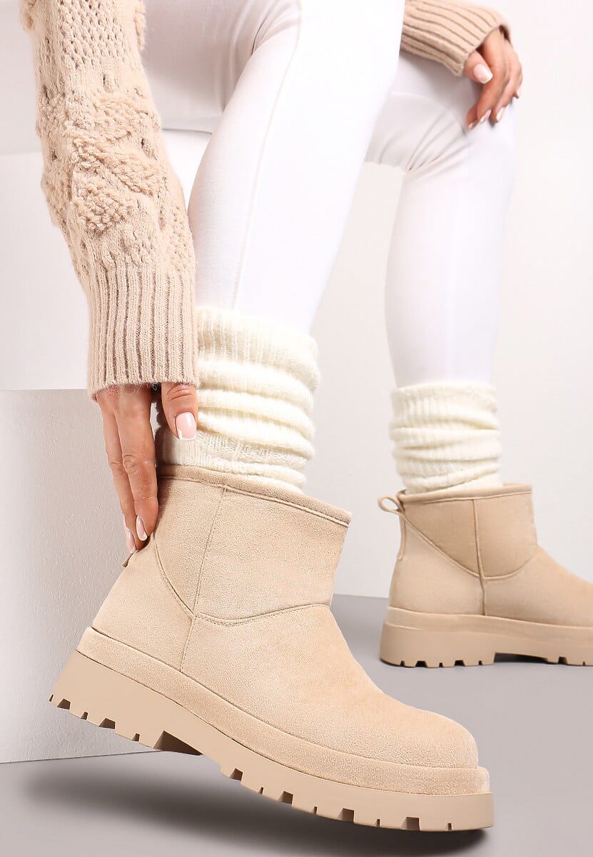 Brązowe Botki Śniegowce na Platformie Nigval