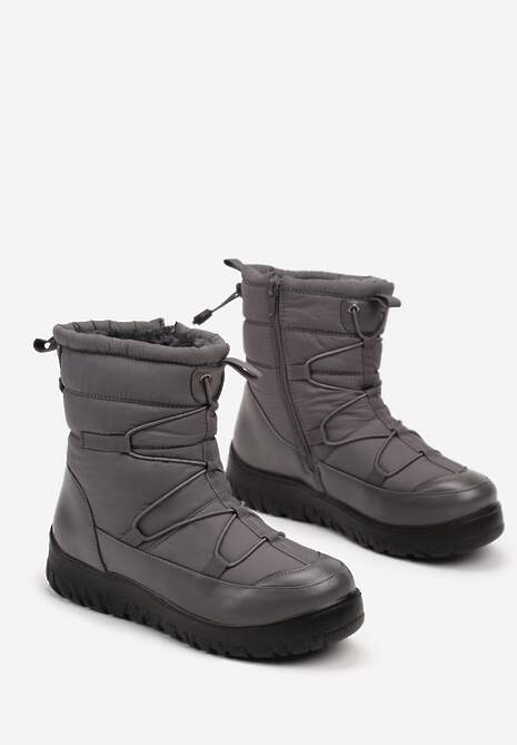 Szare Śniegowce z Futrzanym Ociepleniem i Elastycznym Ściągaczem Tinasira