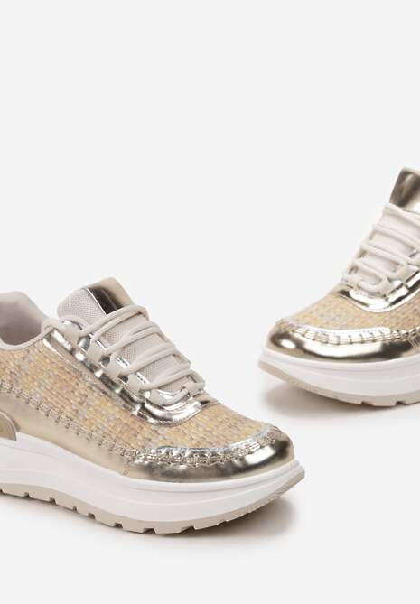 Złote Sneakersy na Platformie Buffona