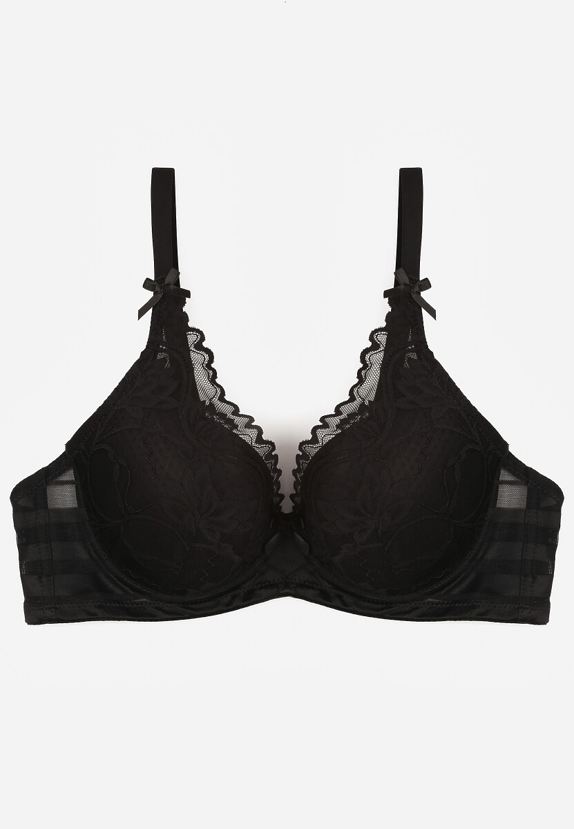 Czerwony Biustonosz Ozdobiony Koronką i Kokardkami Sellene