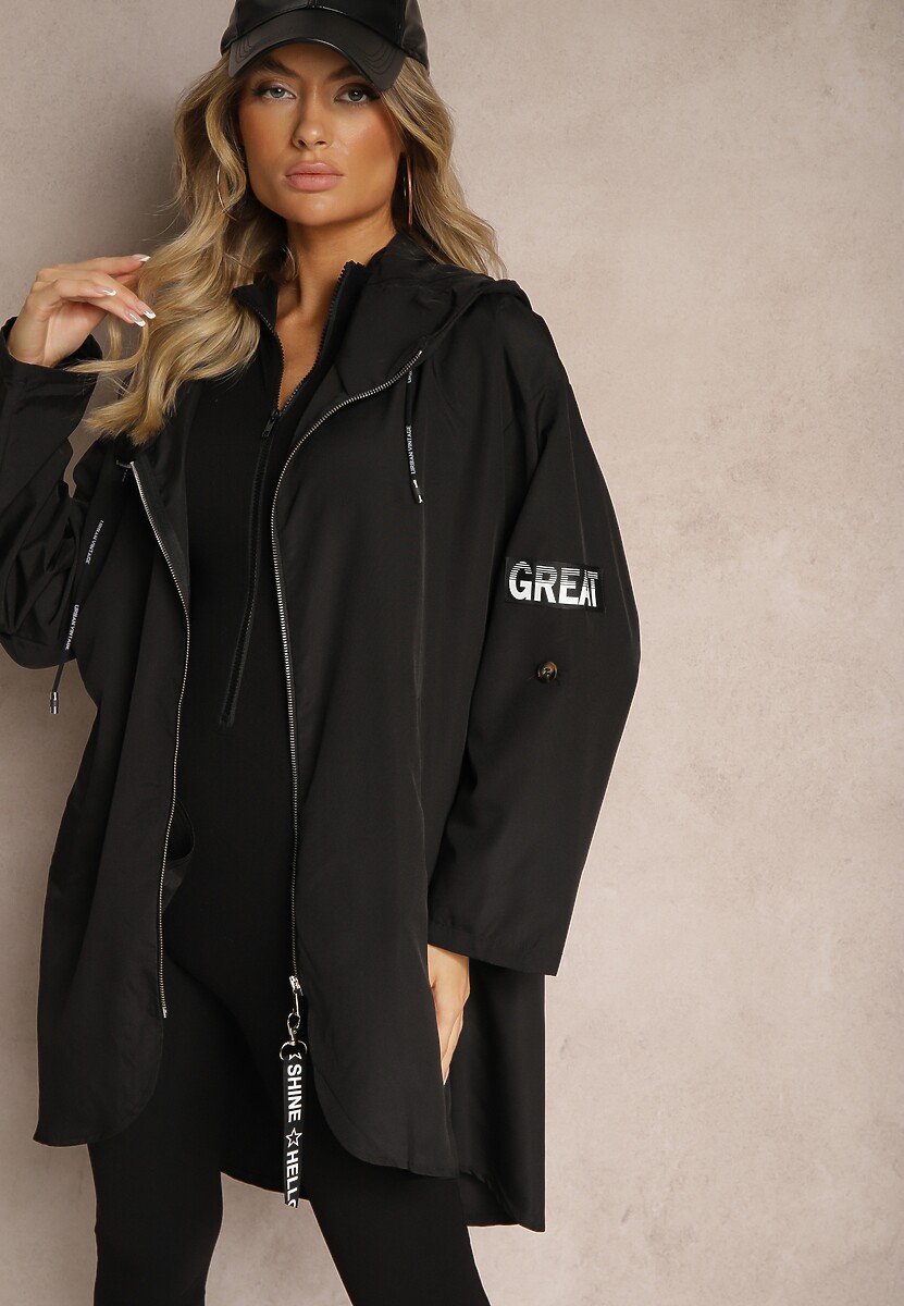 Czarna Kurtka Wiatrówka Oversize Palishe