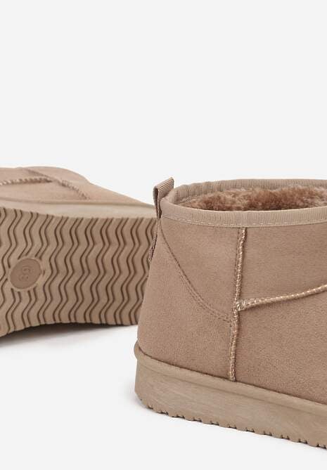 Ciemnobeżowe Śniegowce z Niską Cholewką Retira