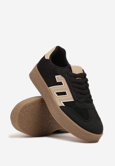 Czarne Sneakersy Ozdobione Geometrycznym Motywem Lanelise