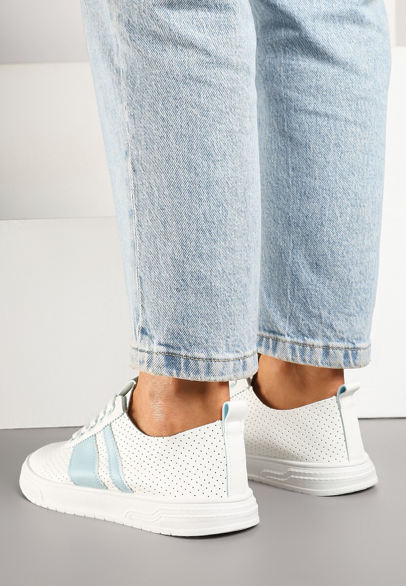 Niebiesko-Białe Tenisówki Ozdobione Paskami Meloti