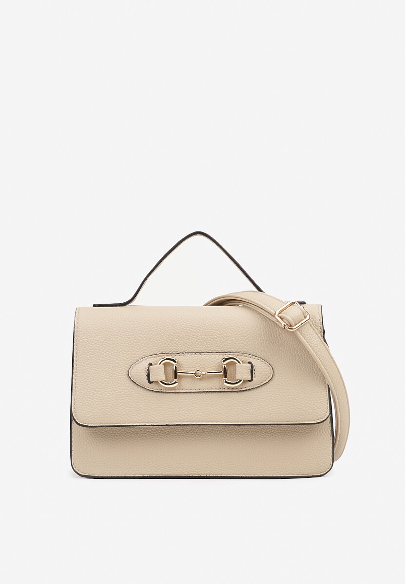 Jasnobeżowa Torebka Prostokątna w Typie Listonoszki z Paskiem Regulowanym Naniviia