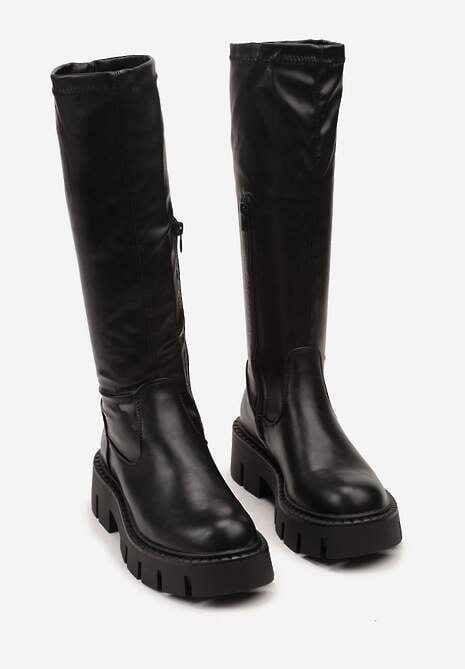 Czarne Kozaki Vices na Platformie w Stylu Grunge Endie