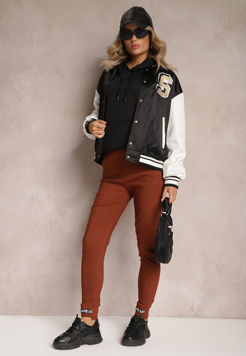 Brązowe Spodnie Bawełniane z Gumką w Pasie Bulara