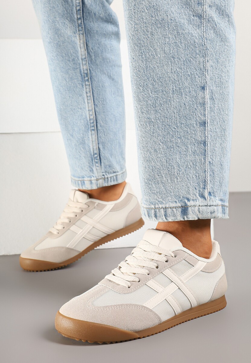 Beżowe Sneakersy Typu Klasyczne Tenisówki Isnnoria