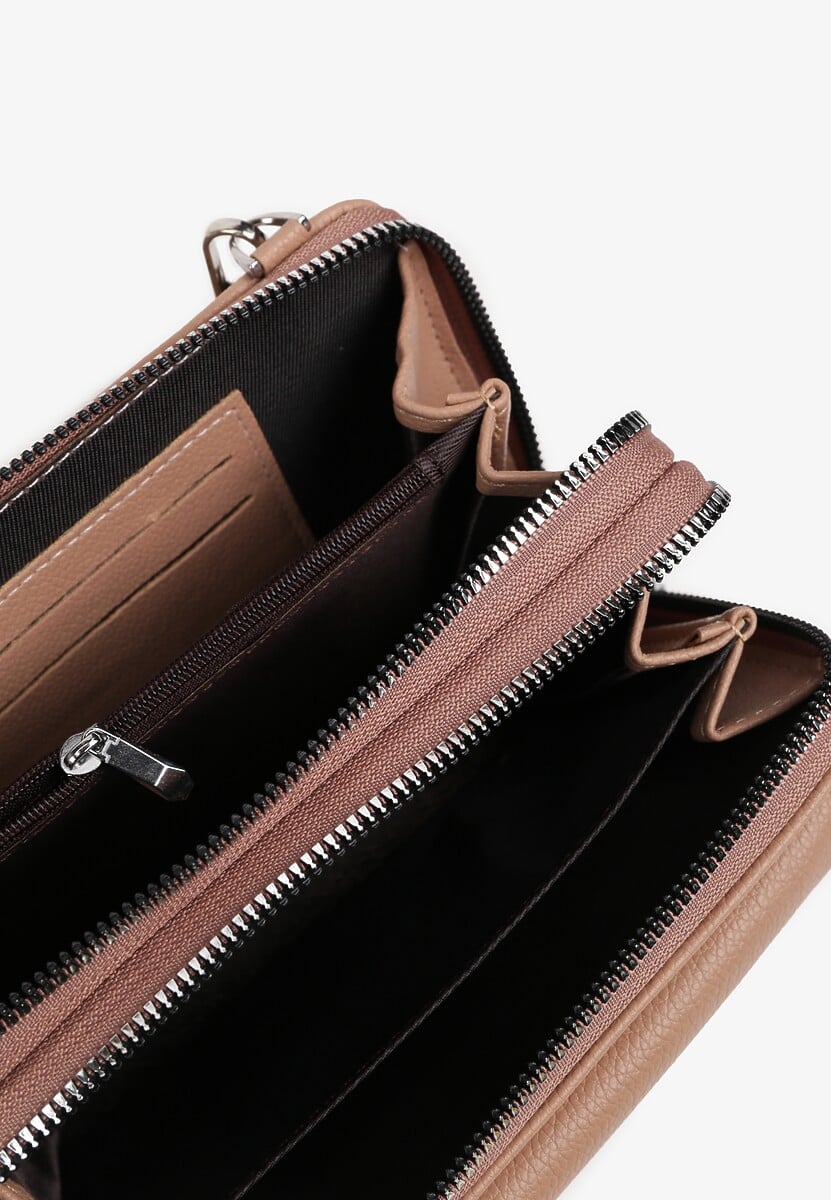 Jasnobrązowa Mała Torebka z Dwiema Komorami i Dodatkowymi Odpinanymi Paskami Sialitha