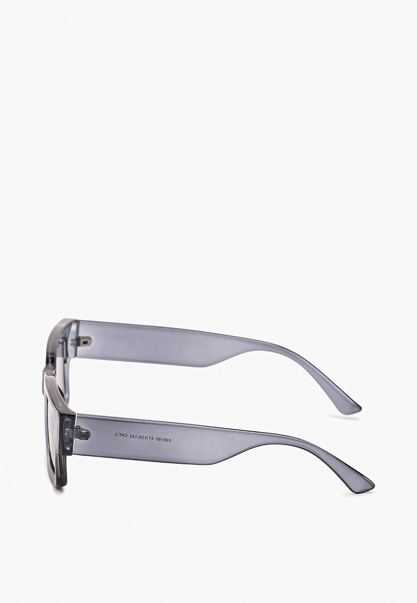 Szare Okulary Przeciwsłoneczne Wykończone Grubymi Oprawkami z Filtrem UV Elledelime