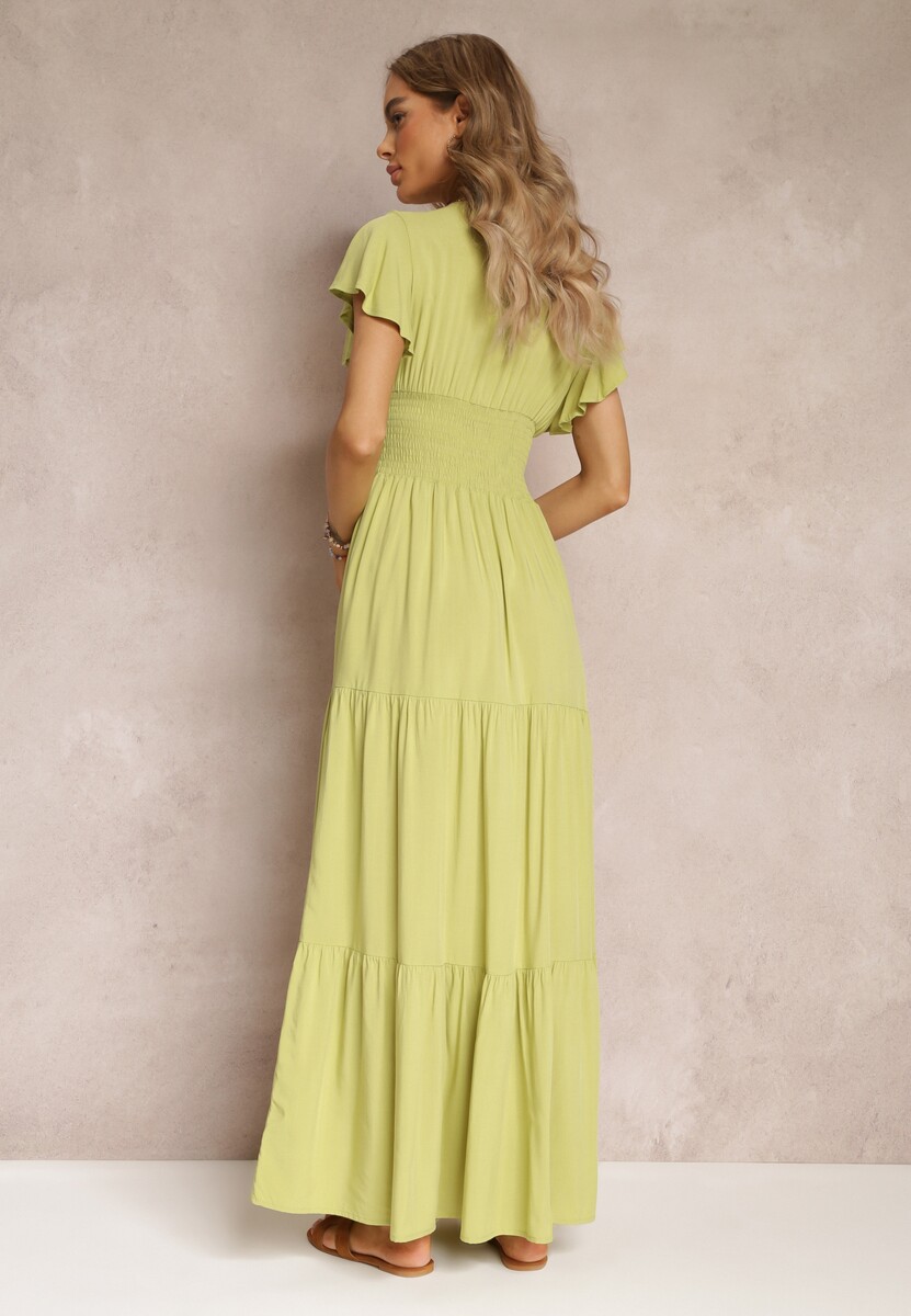 Jasnozielona Sukienka z Wiskozy Lobsy