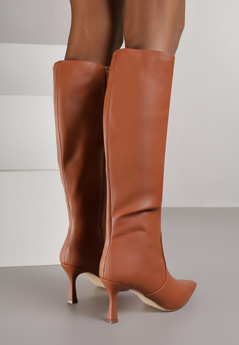 Brązowe Kozaki Vices na Szpilce w Klasycznym Stylu Izalea