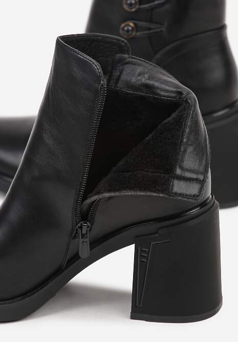 Czarne Basicowe Botki do Kostki VICES na Słupkowym Obcasie Naleasa