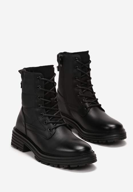 Czarne Botki w Stylu Workerów Grunge Lenikka