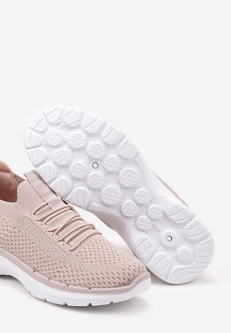 Różowe Wsuwane Buty Sportowe Sneakersy z Imitacją Sznurówek Tatanoris