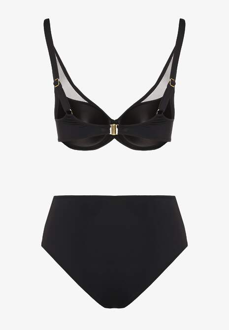 Czarne Bikini z Siateczkowymi Zdobieniami Biustonosz i Majtki Typu Figi Linelissa