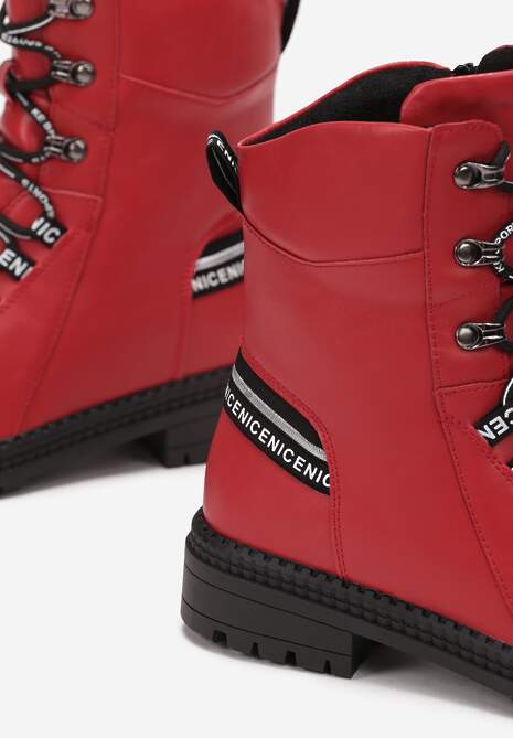 Czerwone Botki z Taśmą Workery Ardesa