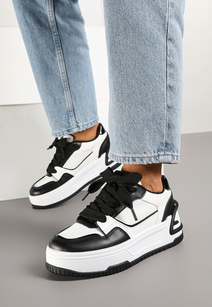 Białe Sneakersy na Platformie Ozdobionej Tłoczeniem Deovithra