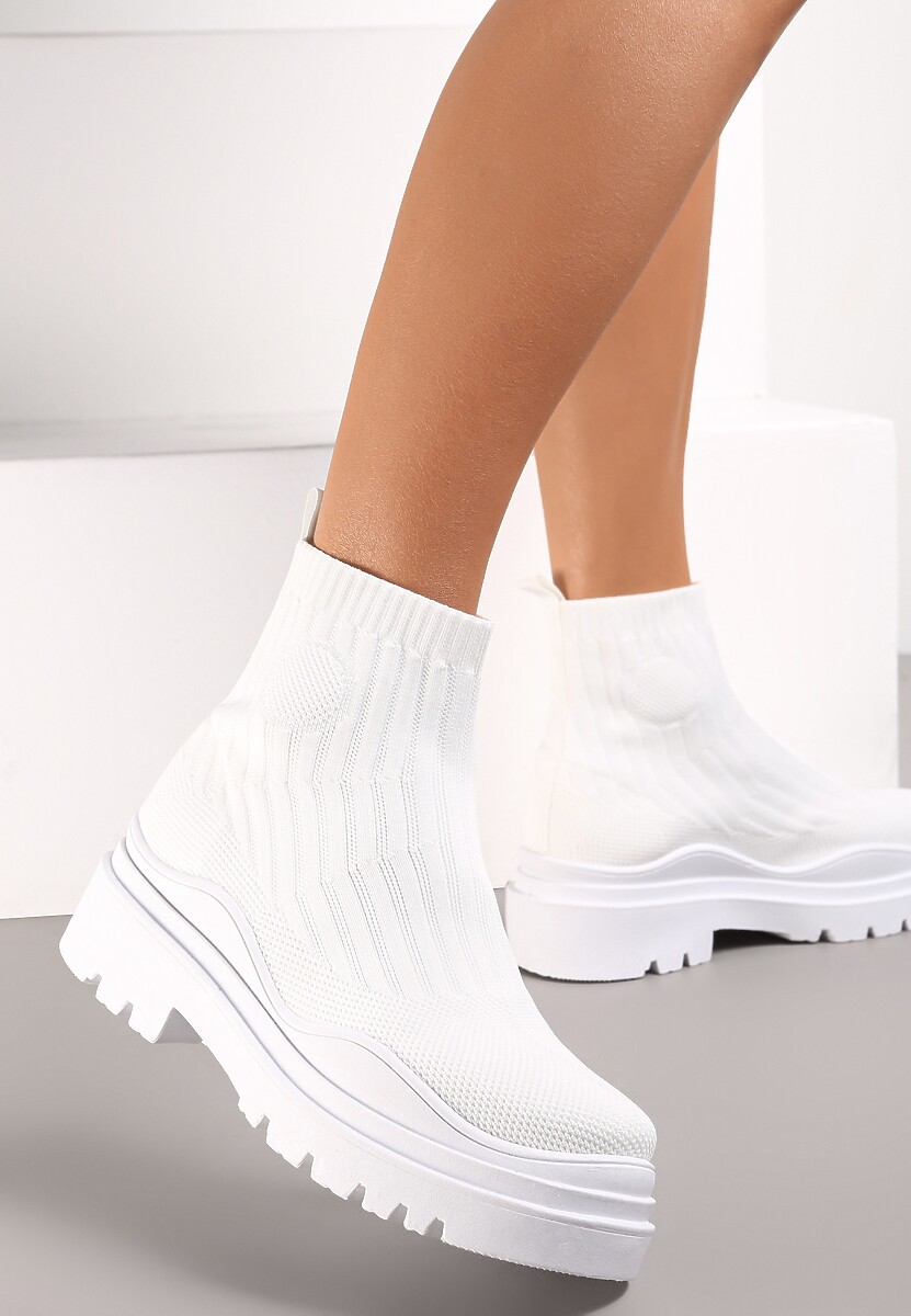 Białe Botki z Elastyczną Cholewką Ganeon