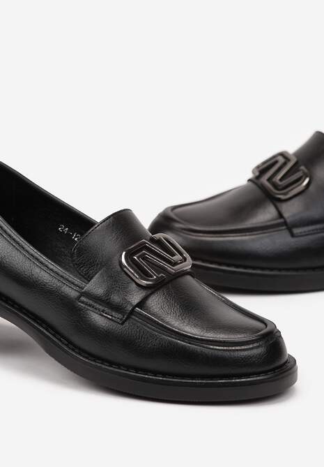 Czarne Mokasyny z Klamerką i Wkładką ze Skóry Naturalnej Zephysa