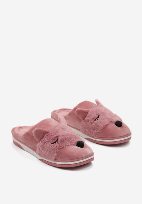 Różowe Kapcie z Futerkiem i Imitacją Uszu Bervenka