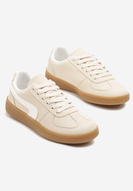 Beżowe Casualowe Sneakersy Typu Kultowe Tenisówki Ablerri