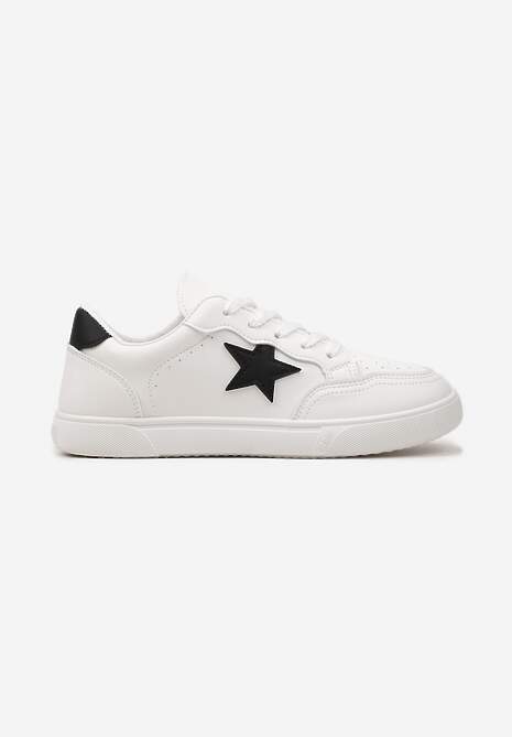 Białe Sneakersy z Perforacją na Nosku Ozdobione Gwiazdką Hipatia