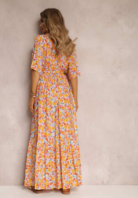 Pomarańczowo-Biała Sukienka Pheliphae