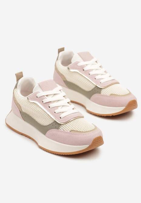 Różowe Sneakersy Ozdobione Geometrycznym Motywem Calgis