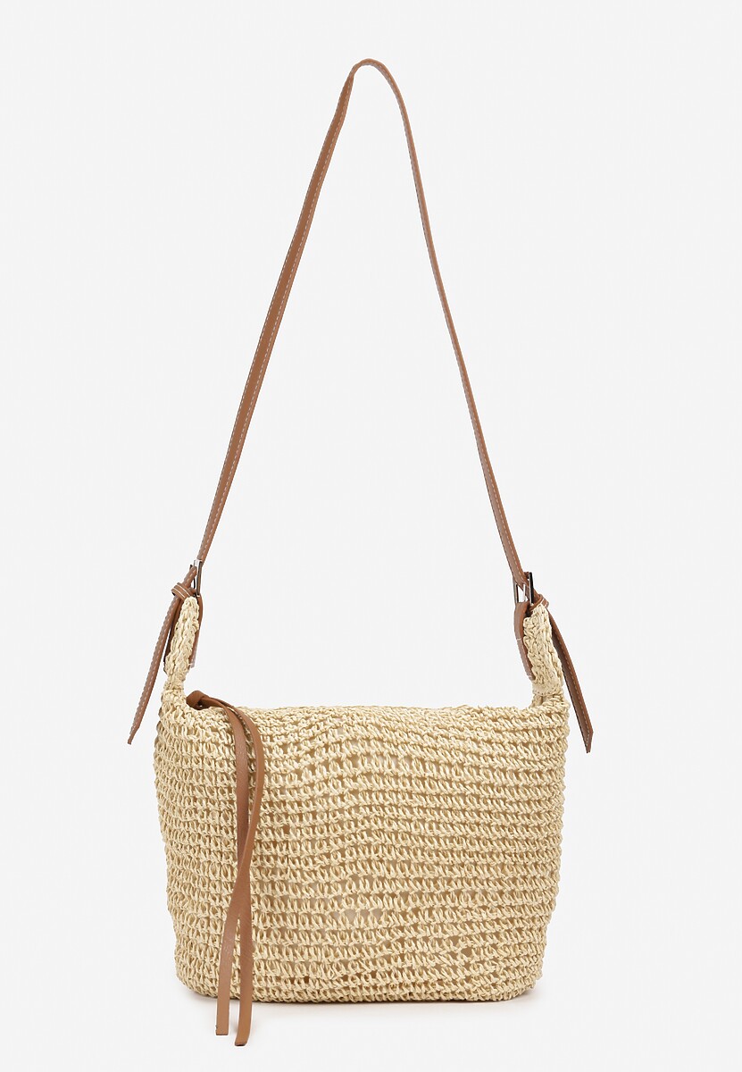 Beżowa Torebka z Plecionki na Regulowanym Pasku Antolla