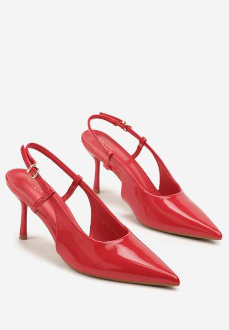 Czerwone Sandały Lakierowane Vices na Szpilce Slingback Raleira