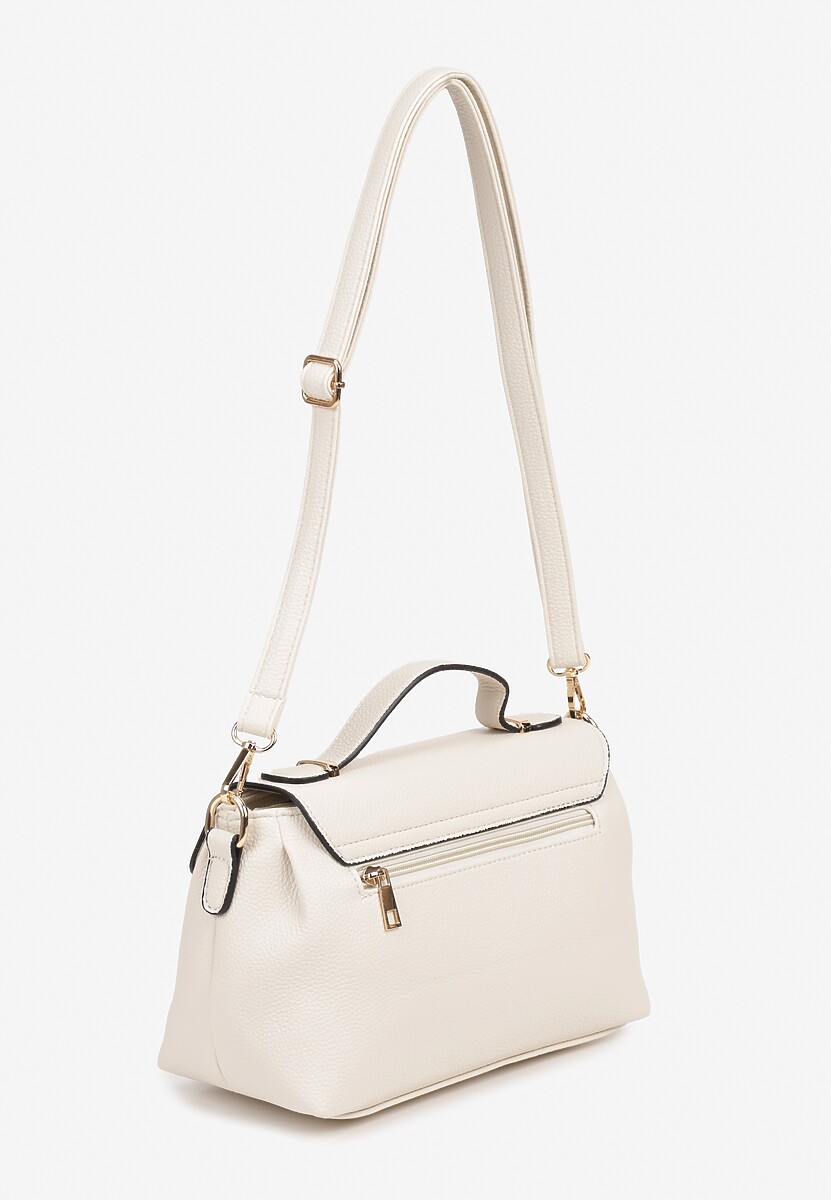 Biała Torebka Listonoszka Ozdobiona Klapą Ponavia