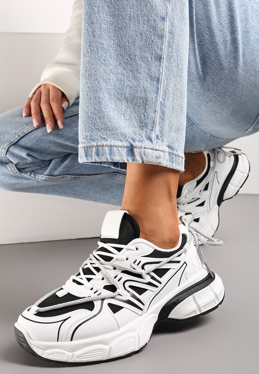 Beżowe Sneakersy z Siateczką na Podeszwie z Wycięciami i Ozdobnym Wiązaniem Dorila