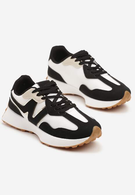 Czarne Sneakersy Ozdobione Geometrycznym Motywem Zdivena