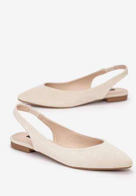 Beżowe Sandały z Odkrytą Piętą i Noskiem Typu Migdałek Nemegoria