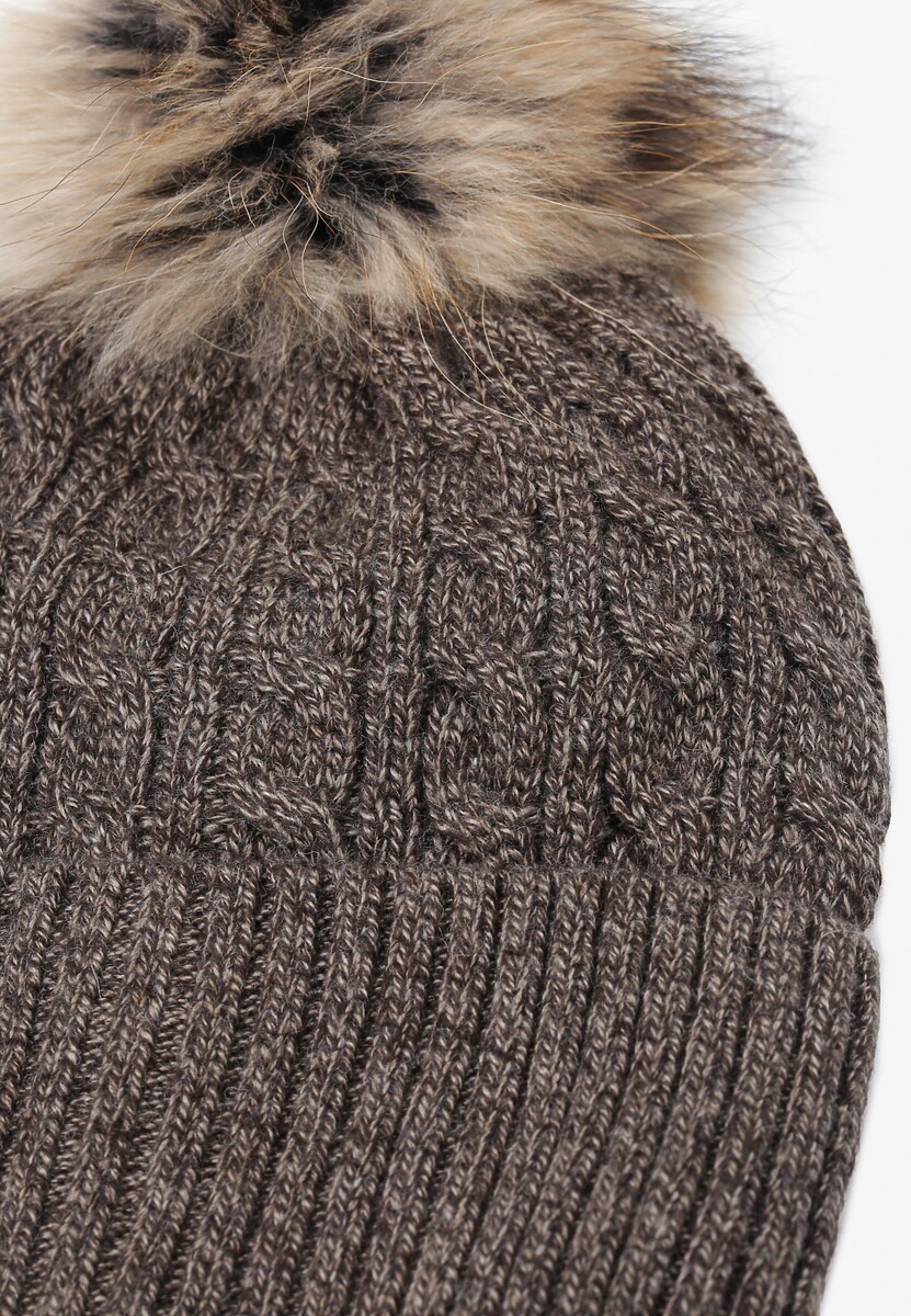 Ciemnobeżowa Czapka z Kaszmirem i Bawełną Don’t Leave Me