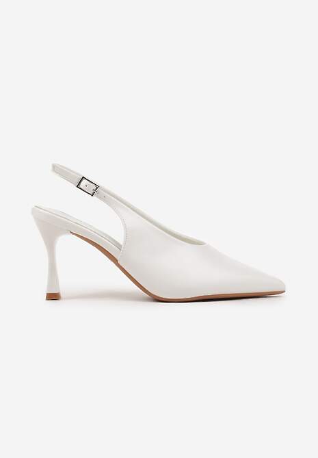 Białe Sandały na Szpilce w Stylu Slingback Delaneta