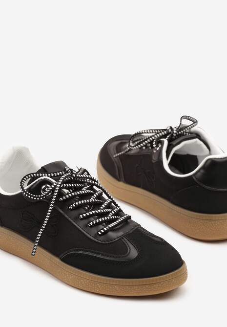 Czarne Sneakersy Tenisówek ze Wzorem Kokardki Maritiela