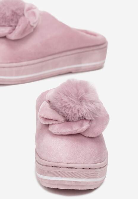 Różowe Kapcie na Platformie z Pomponem Toro