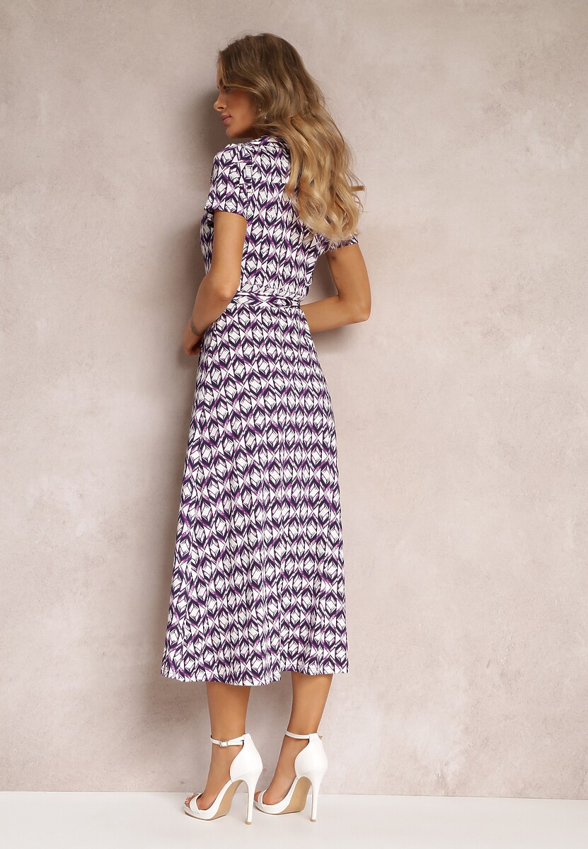 Fioletowa Sukienka Mamci Koszulowa Wiązana w Pasie Maevana