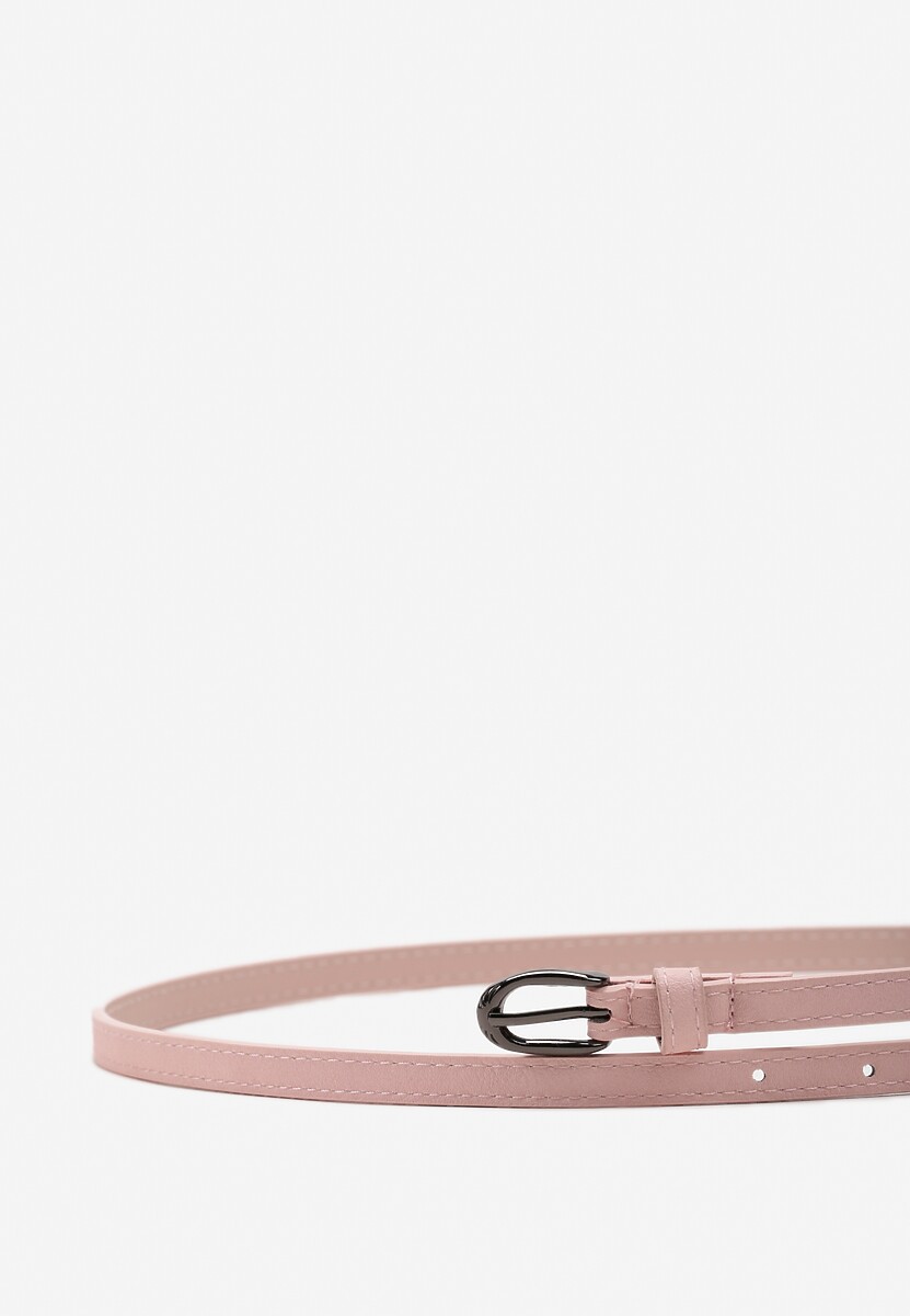 Różowy Pasek Cienki z Metalową Klamrą Narsil