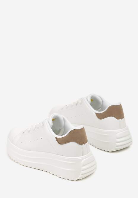 Białe Sneakersy na Platformie z Tłoczeniem i Perforacją Anirriva