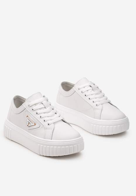 Białe Sneakersy Skórzane na Platformie  Ulvinasa
