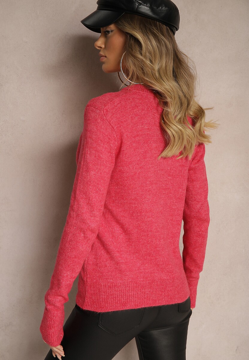 Różowy Klasyczny Sweter Porttina