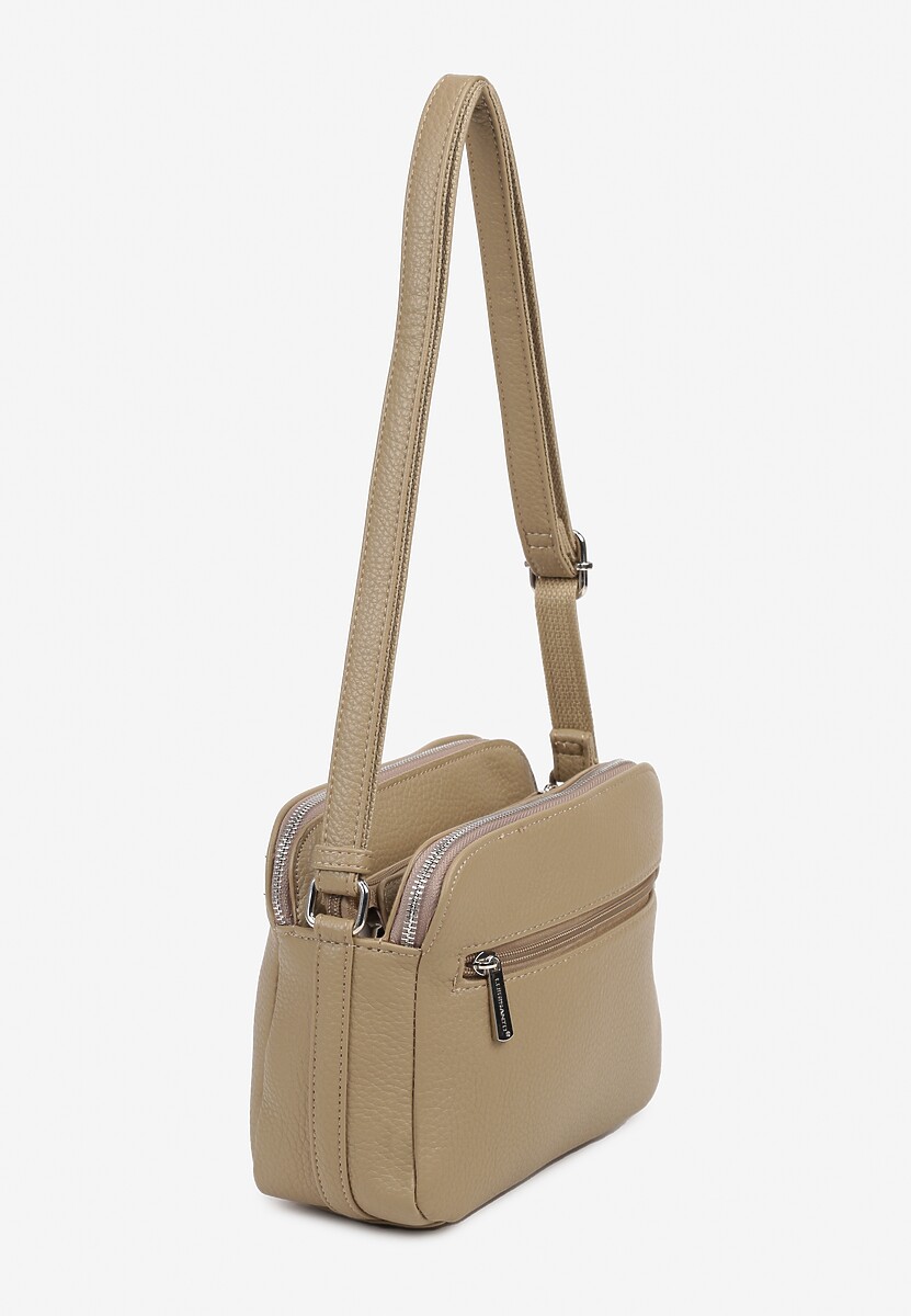 Ciemnobeżowa Torebka Ozdobiona Metaliczną Aplikacją Tanarata