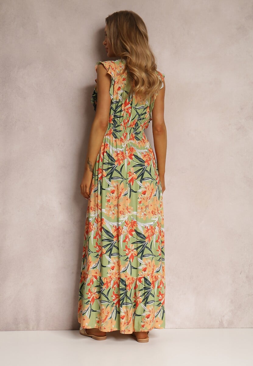 Zielona Sukienka z Wiskozy Biran