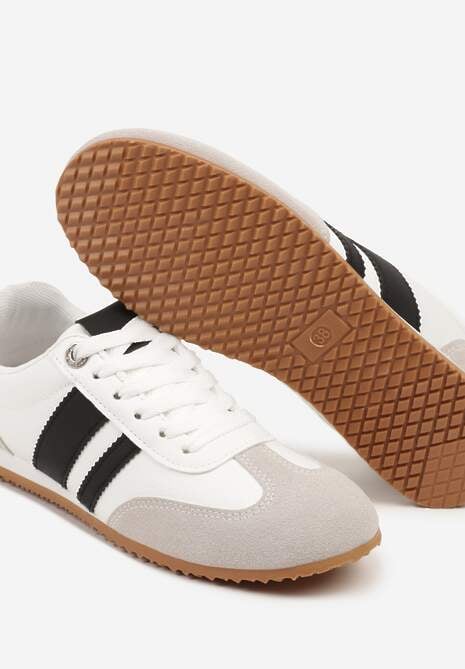 Białe Sneakersy z Geometrycznymi Paskami Desmira