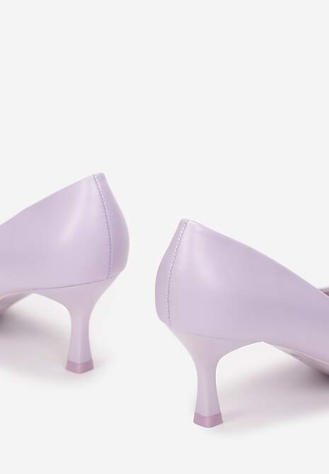 Fioletowe Czółenka ze Szpiczastym Noskiem na Niskiej Szpilce Maribelle